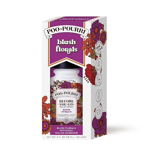 POO-POURRI BEFORE-YOU-GO TOILET SPRAY, BLUSH FLORALS, 2 FL OZ – BLUSH FLORALS, ITALIAN MANDARIN AND PATCHOULI