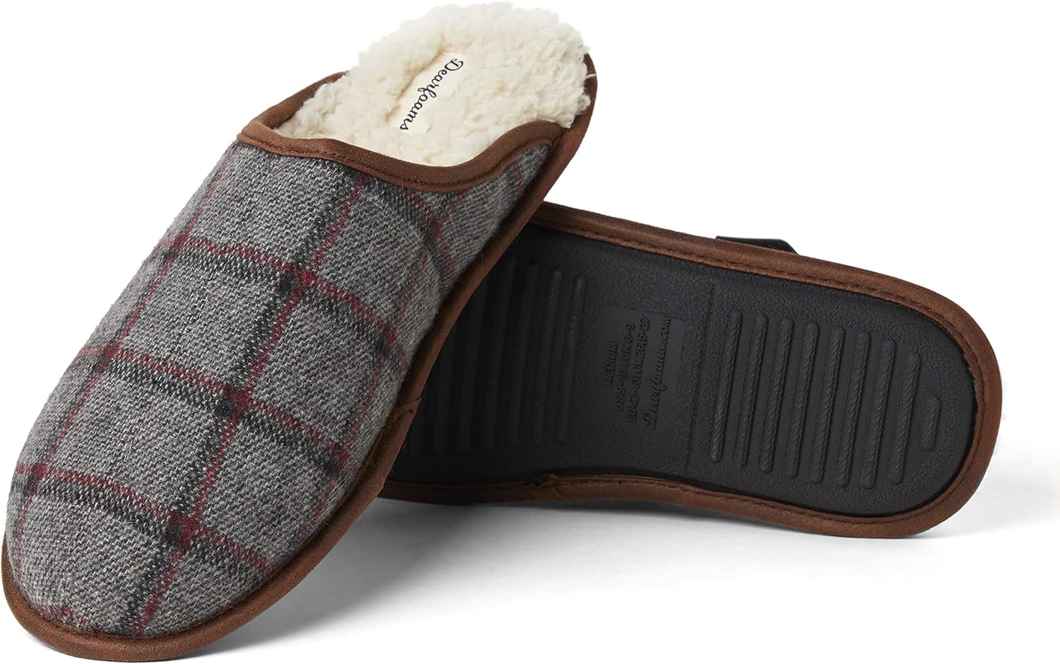 Dearfoams Men's Riley Woven Plaid Scuff Slipper Amazon.ca Shoes