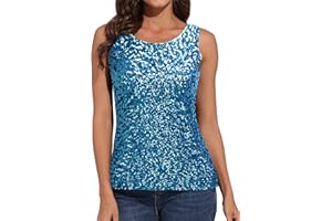 PrettyGuide Women Sparkly Sequin Tank Top Shimmer Glam Art Deco Rave Party Vest Tops