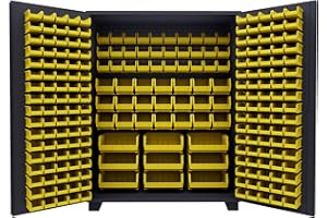 Jamco Tool Storage Cabinets with Bin Mounts, Model DE, Includes 230 Bins, 60-Inch W x 24-Inch D x 78-Inch H, Yellow Bins