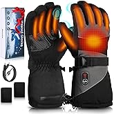 Heated Gloves for Men and Women, Electric Heated Gloves with 5V 5000 mAh Rechargeable Battery, 3 Heating Temperature Adjustable for Outdoor Activities, Motorcycle, Cycling, Hiking, Skiing