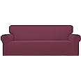 Easy-Going Stretch Sofa Slipcover 1-Piece Sofa Cover Furniture Protector Couch Soft with Elastic Bottom for Kids, Polyester Spandex Jacquard Fabric Small Checks (Sofa, ASH Rose)