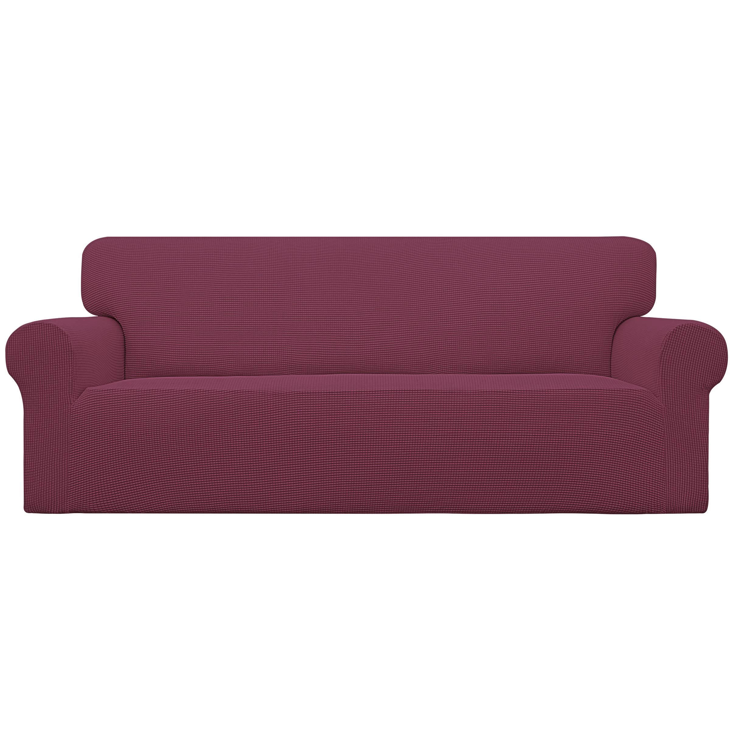 Easy-Going Stretch Sofa Slipcover 1-Piece Sofa Cover Furniture Protector Couch Soft with Elastic Bottom for Kids, Polyester Spandex Jacquard Fabric Small Checks (Sofa, Pink)