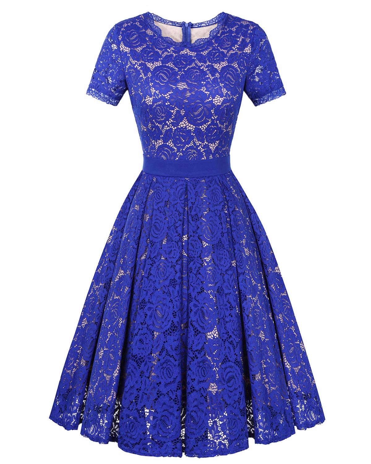 Genhoo Women's Bridesmaid Vintage Tea Dress Floral Lace Cocktail Formal