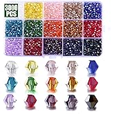 Bicone Beads for Jewelry Making, 3000pcs 4mm Bicone Crystal Glass Beads- Perfect for Suncatcher Handmade Crafts, DIY Bracelets, Necklaces, Dolls(15 Color- AB Colorful)