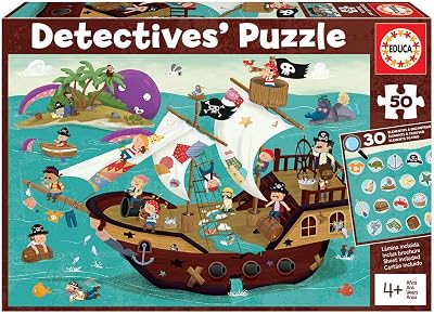 - Detectives Piratas, Puzzle Infantil de 50 Piezas, Móntalo y Busca los Objetos escondidos, 4 años (18896)