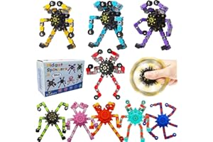 HIQCGS Transformable Fidget Spinners 9-Pack – Sensory Toys for Kids & Adults with ADHD, Autism, Anxiety Relief