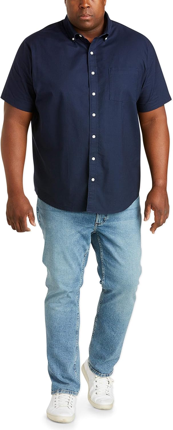  Essentials Men's Short-Sleeve Pocket Oxford Shirt fit by DXL: Clothing