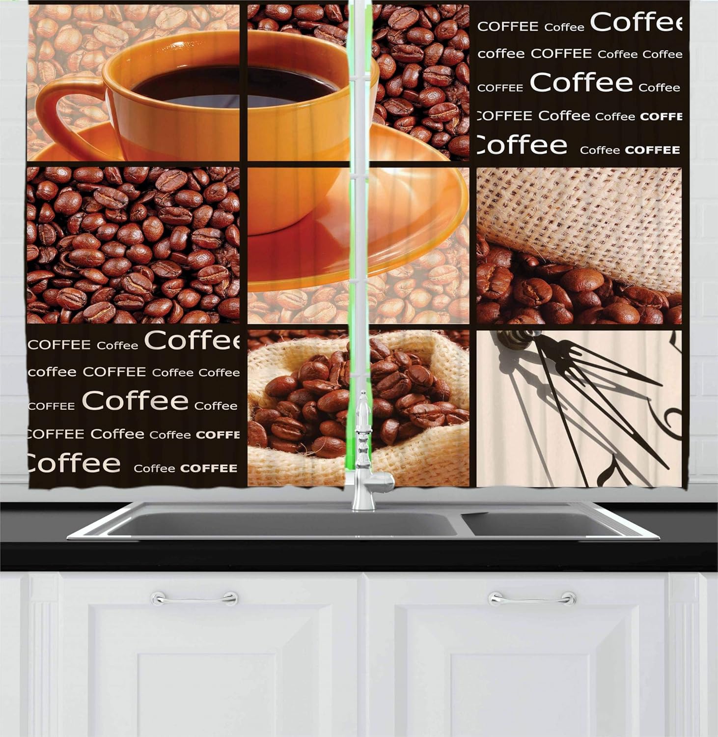 Amazoncom Ambesonne Coffee Kitchen Curtains