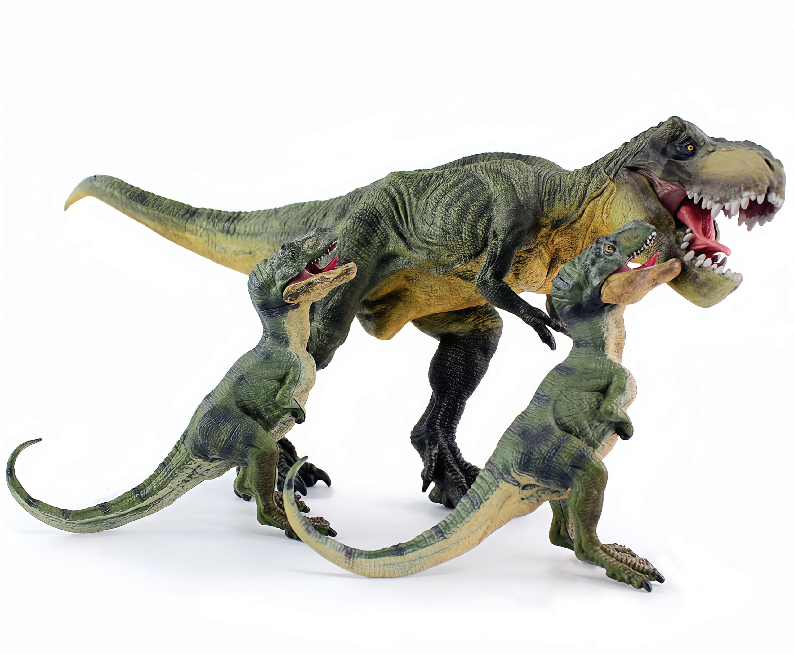 Photo 1 of Gemini&Genius 3-Piece Dinosaur Set with T-Rex & Cubs, Action Figures, Moveable Jaw, Cake Topper, Party Gift for Kids 3-12 Years Old