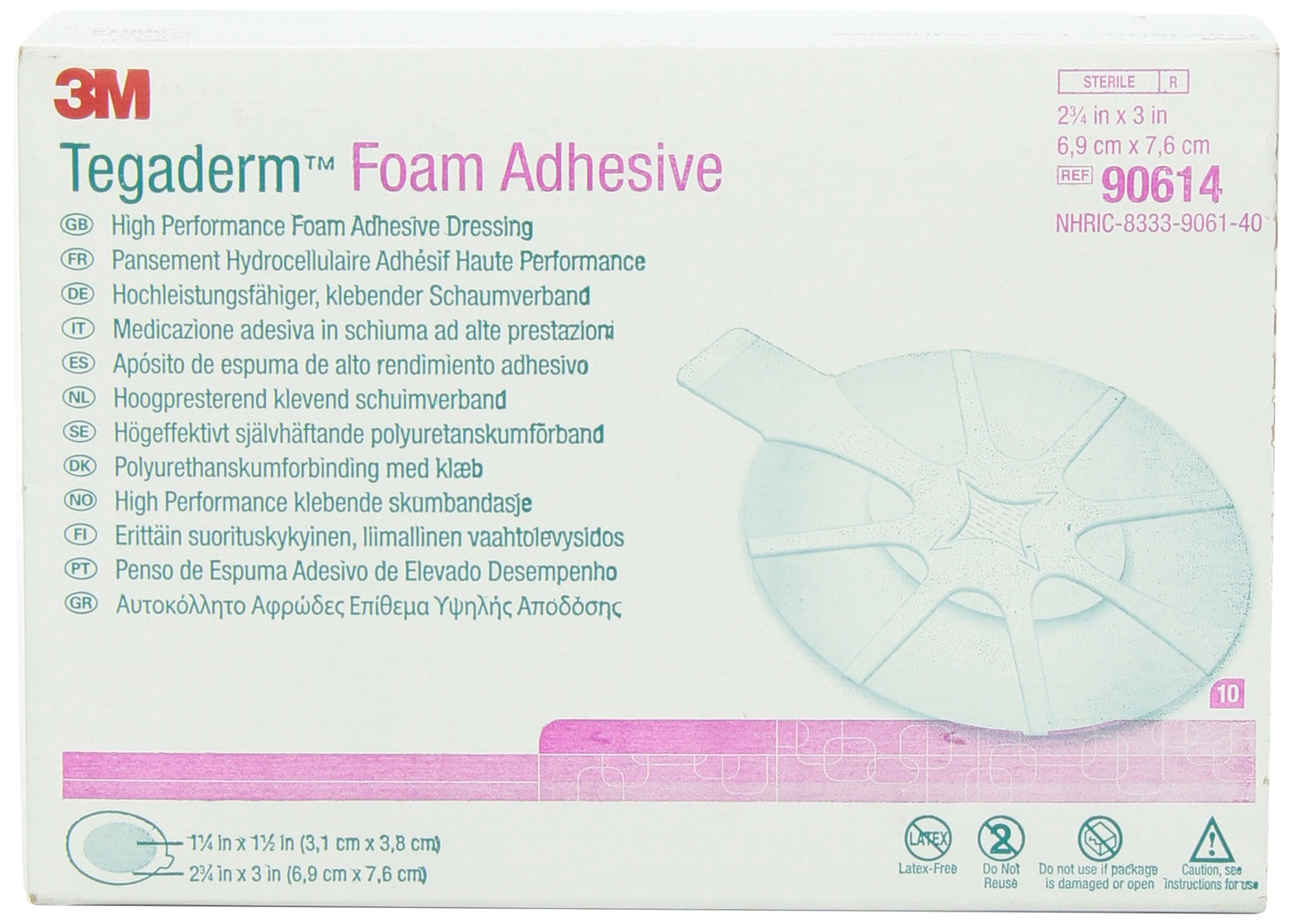 3M Tegaderm Foam Adhesive Dressing 90615, Mini Wrap, 10