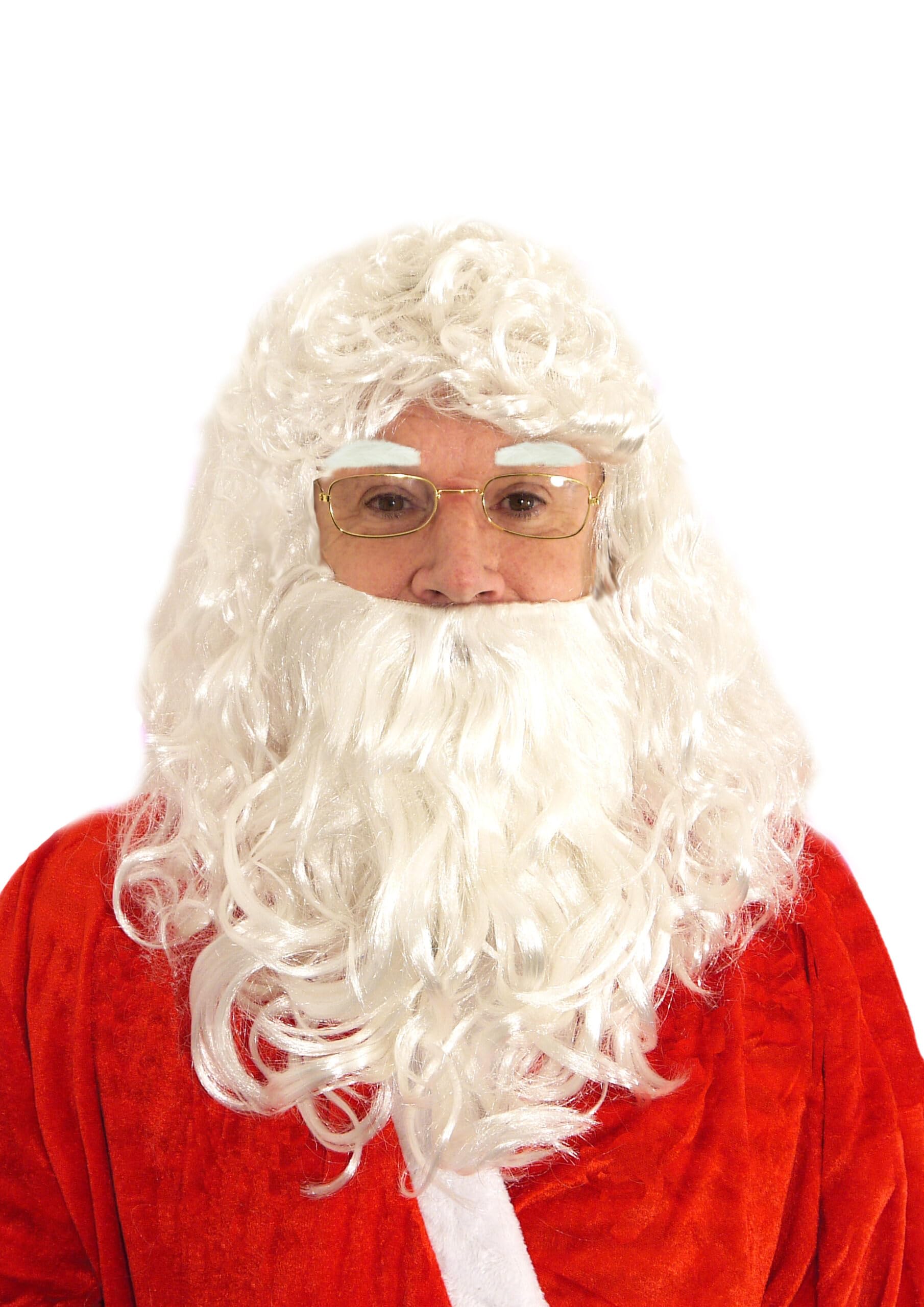 Dreamzfit® Santa Claus Wig & Beard Set for Adults - Premium White Hair & Full Beard with Bushy Eyebrows | Realistic Father Christmas Costume Kit for Xmas Fancy Dress, Holiday Parties & Photo Props