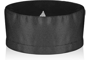 AOKWAWALIY Unisex Adult Chef Hat Black Breathable Mesh Cap, 19.00X19.00X8.00CM