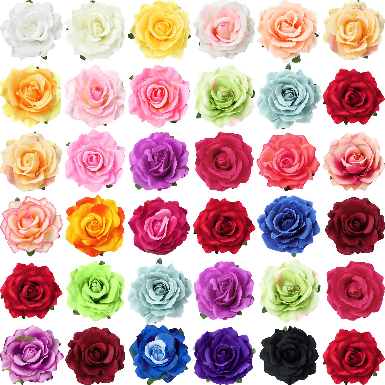 Photo 1 of 30 Packs 4 Inch Flower Hair Clip Rose Hair Accessories Floral Hairpin Brooch Hair Flowers Pin Flower Brooch for Bridal Headpiece Accessories Wedding(Red)