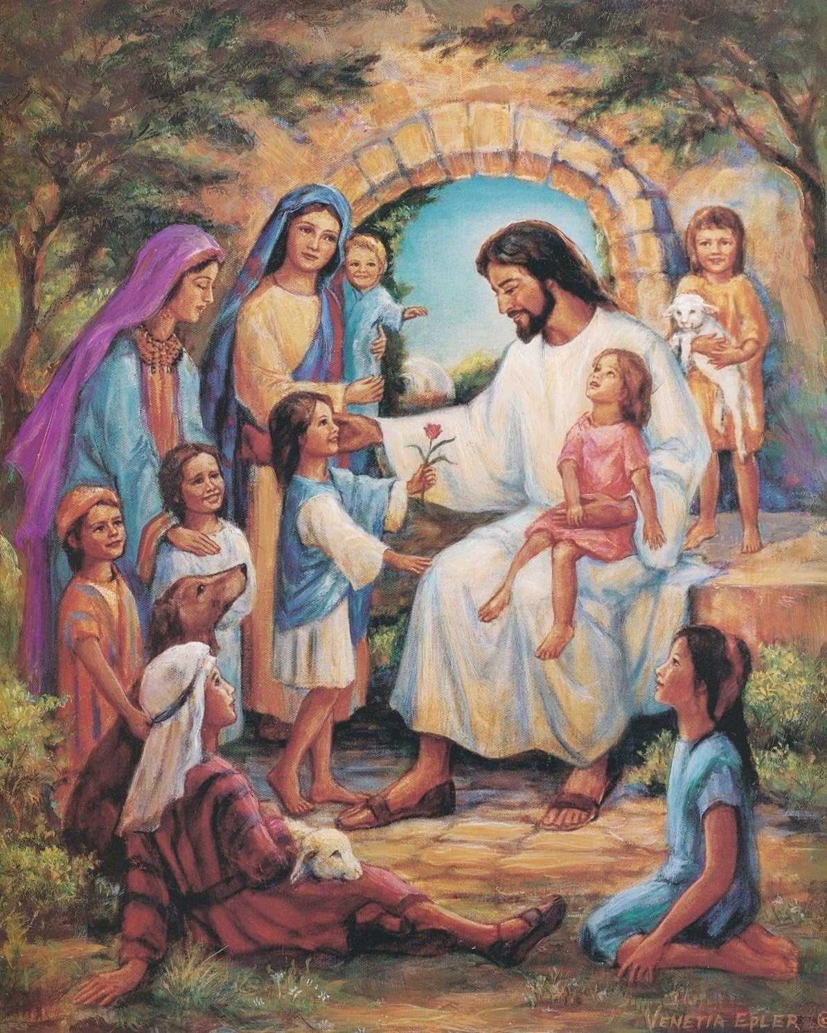 Photographs - Jesus Walking With Kids 8 x 10/8x10 Glossy Photo Picture Print
