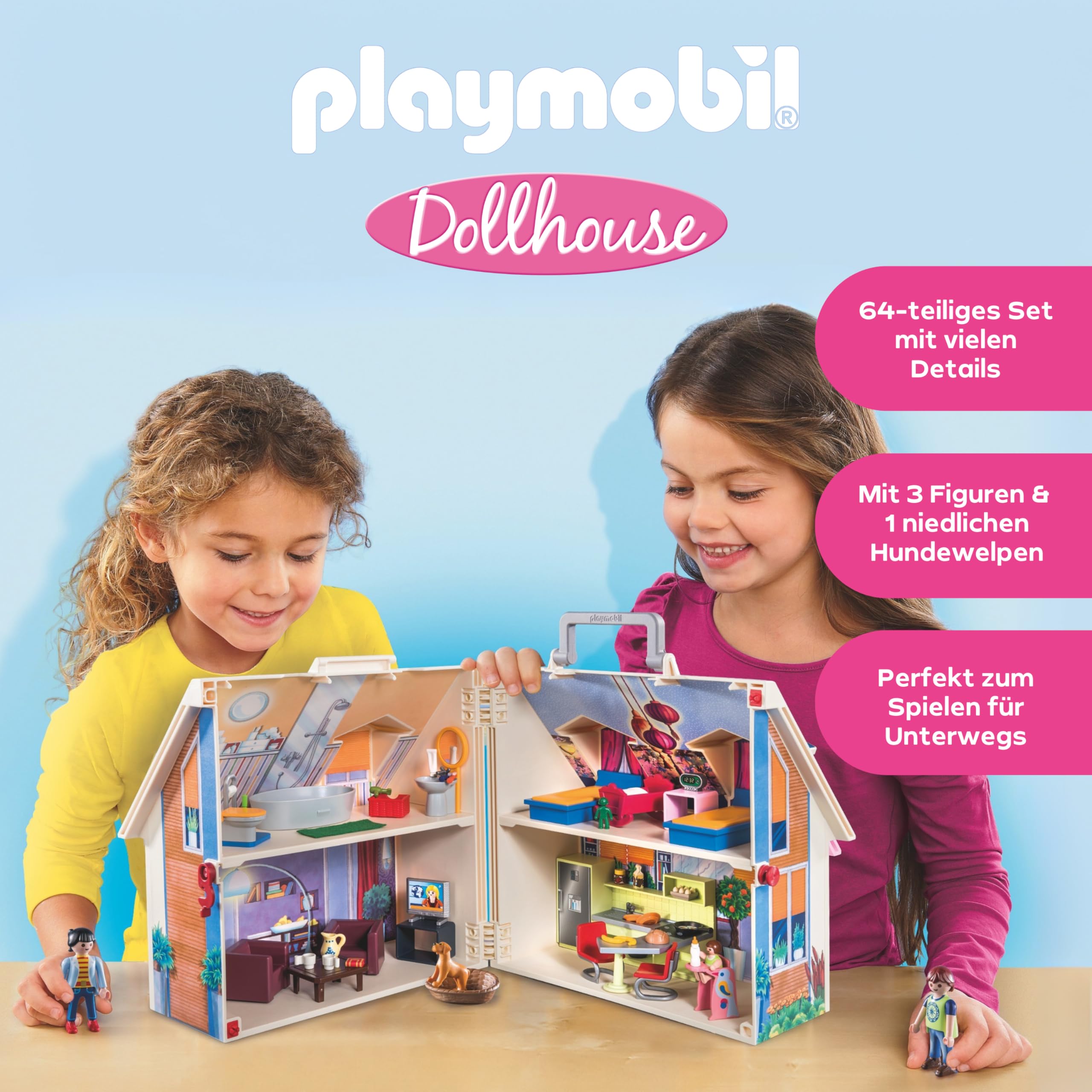 PLAYMOBIL | Dollhouse |Spielzeug für Kinder ab 4 Jahren | Mitnehm-Puppenhaus mit Griff | 70985 5