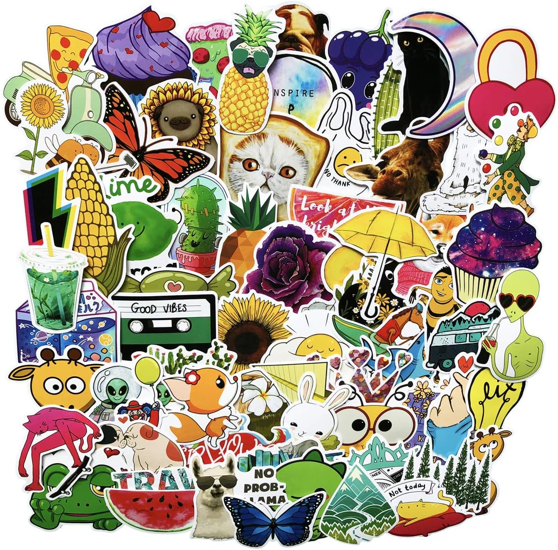 Cute VSCO Girl Stickers Laptop Stickers Water Bottles Big 70 Pack,Waterproof,Aesthetic,Fashion Stickers for Teens,Girls Perfect for Water Bottles,Phone,Travel Extra Durable (Cute 70)