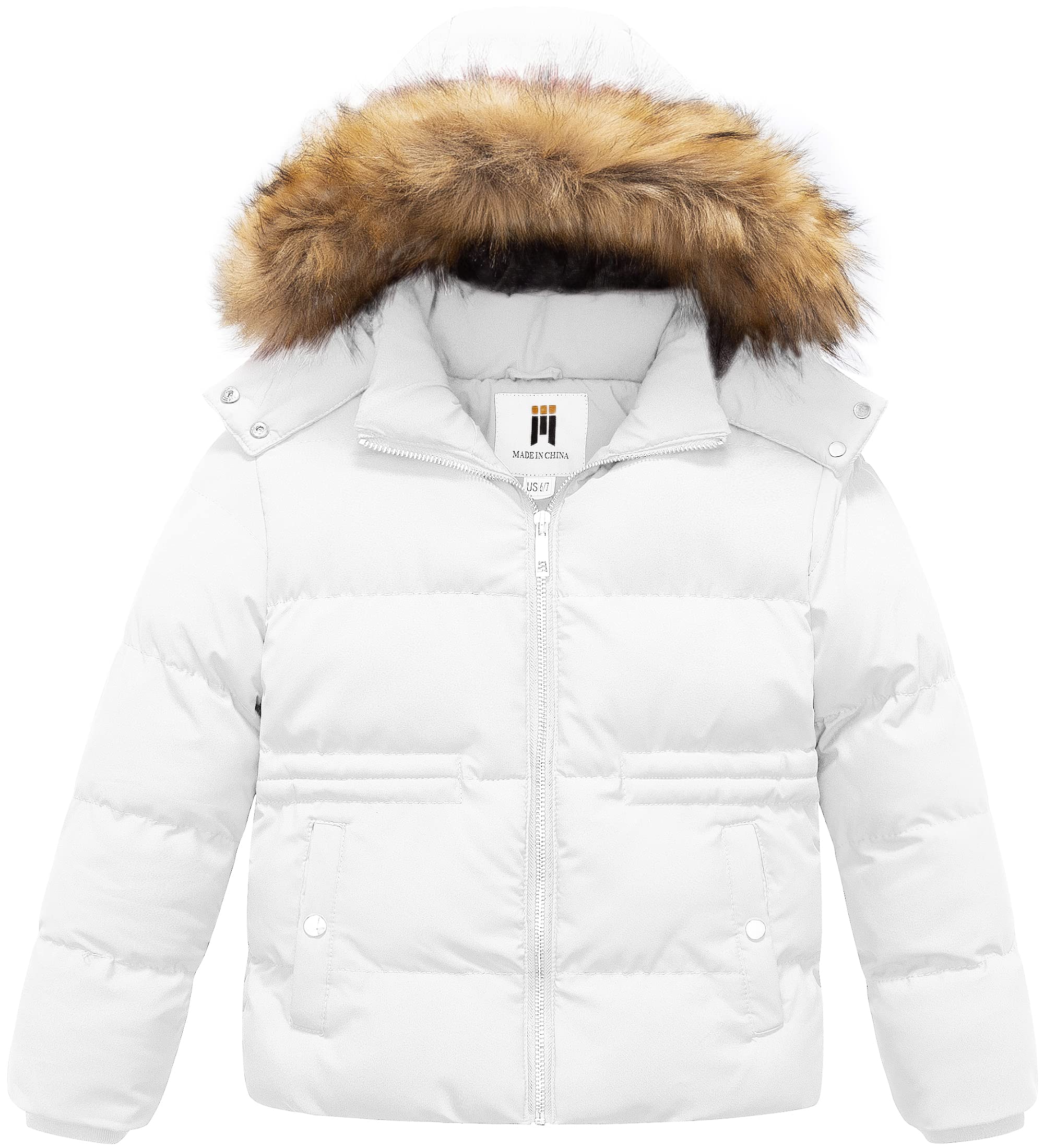 Photo 1 of ***STAINS***CREATMO US Kids Winter Coats Puffer Fleece Jacket With Hood For Toddler Girls Outwear Cold Clothes White 4/5