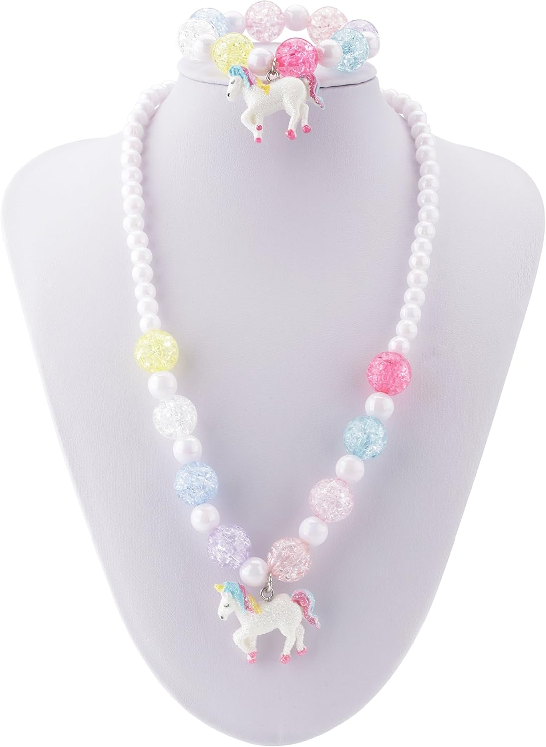 SkyWiseWin Chunky Jewelry Unicorn Necklace and Bracelet Set for Girls Little Kids: Jewelry