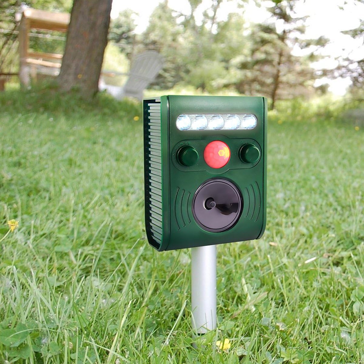 CAMTOA Ultrasonic Solar Powered Pest Repellent, Outdoor Animal Repeller Controllor Get Rid Of Birds Geese Cat Squirrel and Other Unwanted Animals for Outdoor Lawn Garden Yards (Style A)