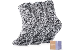 Revosoxs Fuzzy Socks with Grips for Men Women,Non Slip Fluffy Hospital Crew Cozy Warm Socks with Aloe Vera Moisturize