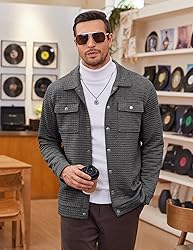 COOFANDY Men Jacket Casual Quilted Shirt Jackets
