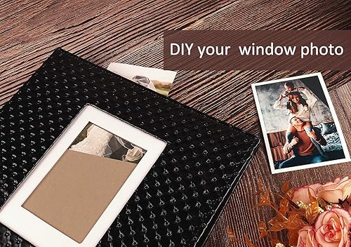 RECUTMS DIY 60 Pages Leather Cover Scrapbook Photo Album 4x6 5x7