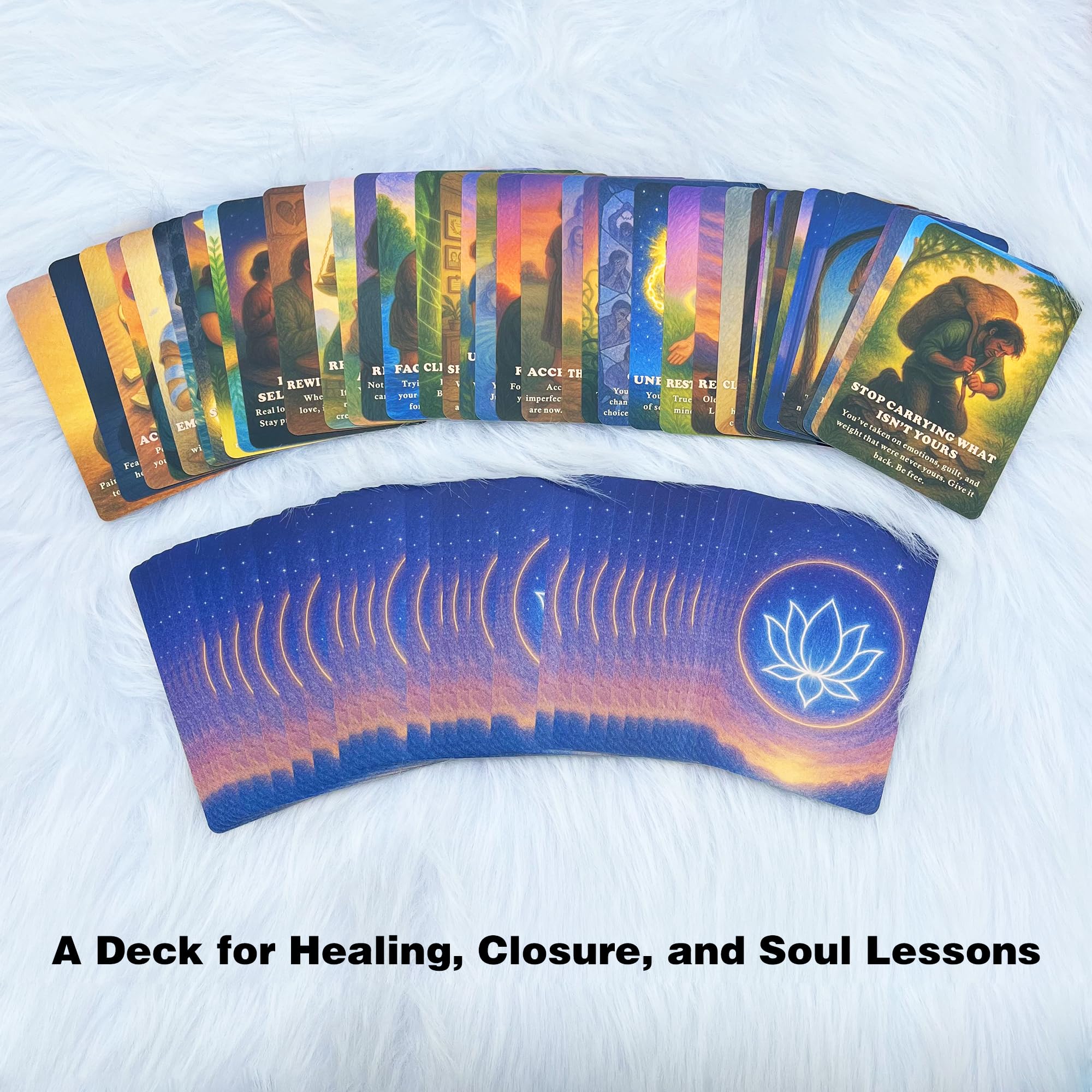 DPEHAKMK Karmic Healing Oracle Cards for Beginners, 75 Shadow Work and Soul Growth Oracle Deck for Releasing Past Wounds, Emotional Healing, Spiritual Awakening and Inner Transformation