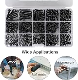 FandWay 625Pcs Self-Tapping Screws Set M2/M3/M4 Black Phillips Pan Head view 6