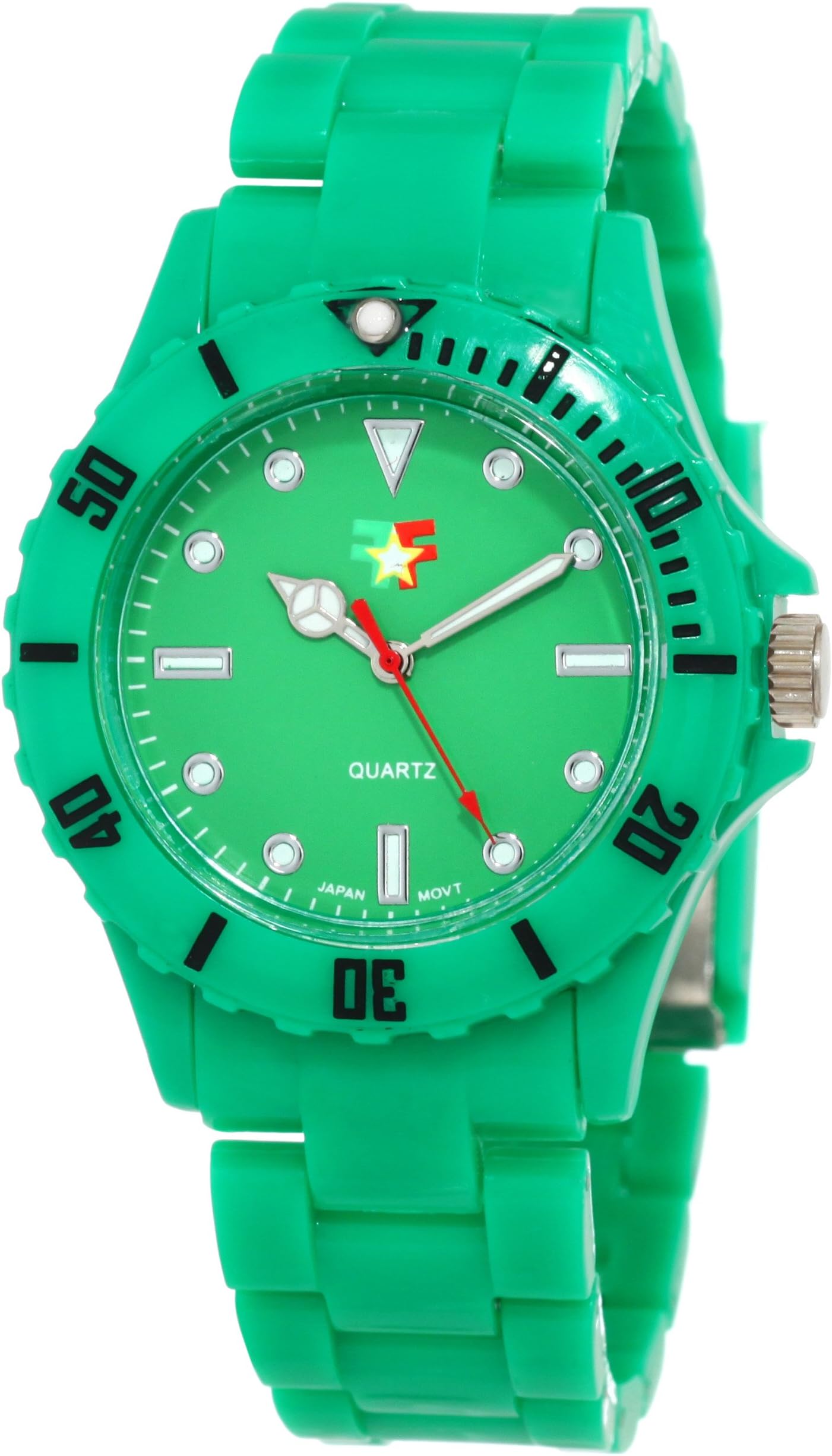 Fancy Face Women's FF0096GR Candy Collection "Fiona" Green Sport-Bezel Plastic Bracelet Watch