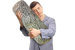 BEEADORE 27"×7" Wood Log Pillow Decorative Body Pillow Extra Large, Long Round Fun Throw Pillows 3D Print, Woodland Nursery Forest Tree Stump Therian Decor for Bed Couch Cabin Room, White (M)