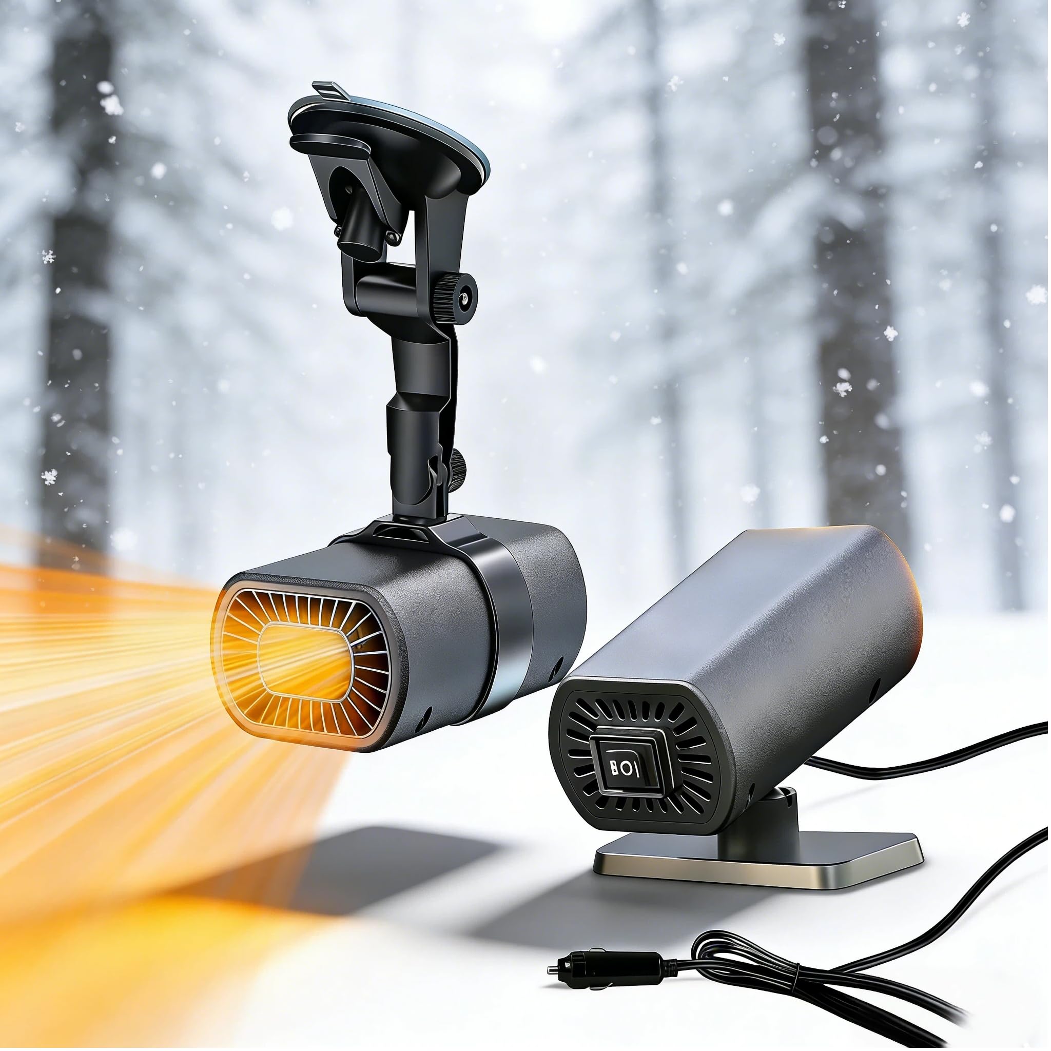 Photo 1 of 2026 Upgrade Portable Car Heater for Vehicle, 12V Car Heater That Plugs Into Cigarette Lighter, Fast Heating Windshield Defroster & Defogger, 360° Rotating with Suction Cup & Dashboard Mount