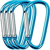 uxcell Aluminum Carabiners Keychain Clips for Hanging, Quick Link Spring Snap Hook for Locking, 4 PCS D Shaped Key Ring for Loaded Gate Outdoor Hiking Fishing Traveling Hanging, Blue
