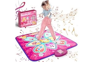 Kmuxilal Dance Mat Toys Birthday Gifts for 3 4 5 6 7 8-12 Year Old Girls, Princess Theme Music Dance Pad with 7 Game Modes, Adjustable Volume, LED Light