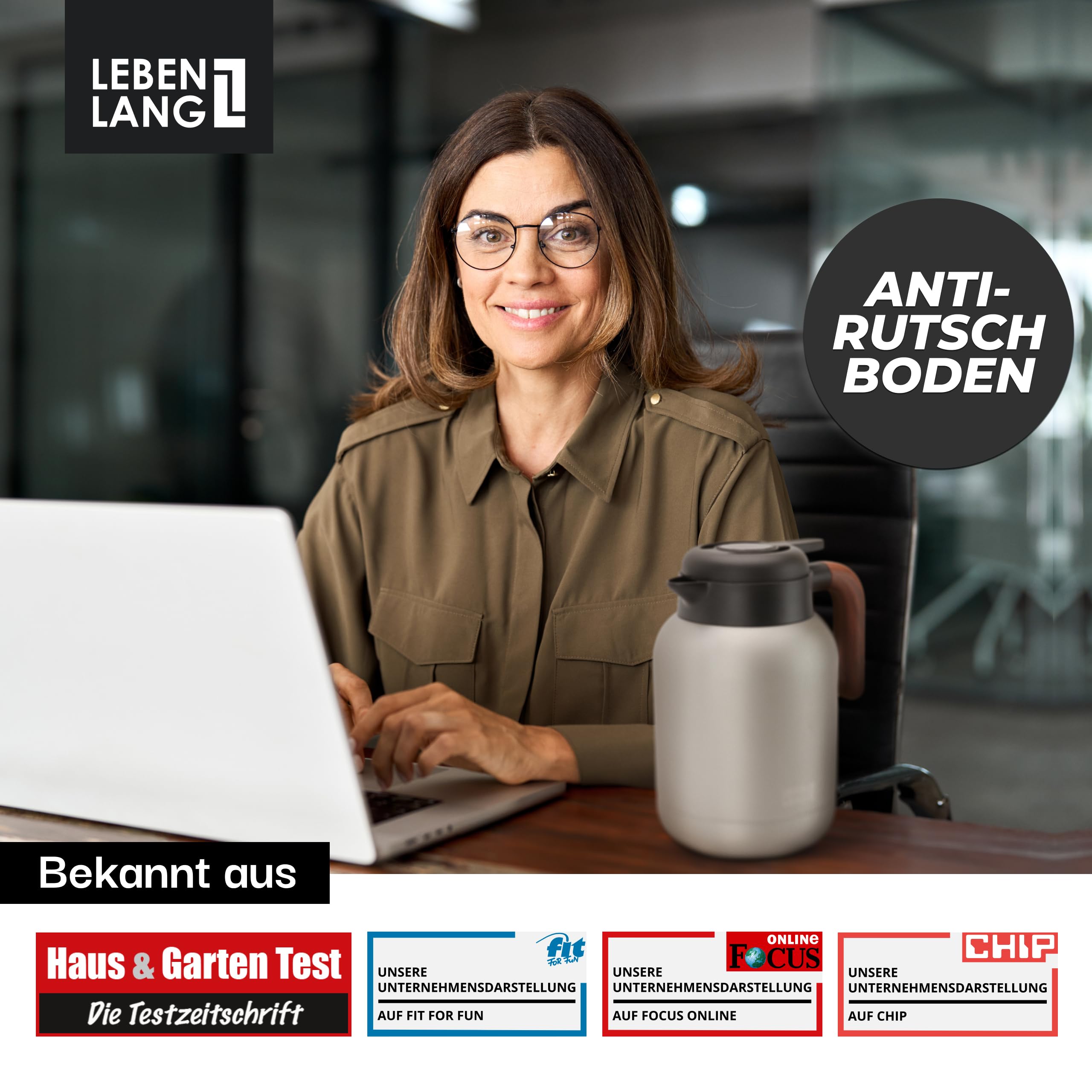 LEBENLANG Thermoskanne 1,5L Keramikbeschichtung - Inkl. Teesieb & 24h Heiß 6