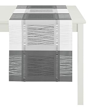 APELT Läufer Polyester Grau/weiß 44 x 140 x 0.5 cm