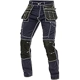 Morrab Cargo Construction Pants for Men - Tactical Wear Safety Pants with Knee Pads and Tool Pockets for Work and Outdoor Use