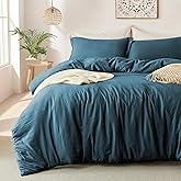 MILDLY Super Soft Duvet Cover - 100% Washed Microfiber Peacock Blue Comforter Cover Set 3 Pieces with Zipper Closure & Corner Ties (No Comforter)