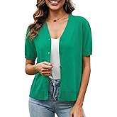 VIISHOW Short Sleeve Lightweight Summer Cardigan for Women, Button Down Open Front V Neck Crochet Knit Cropped Bolero Shrugs