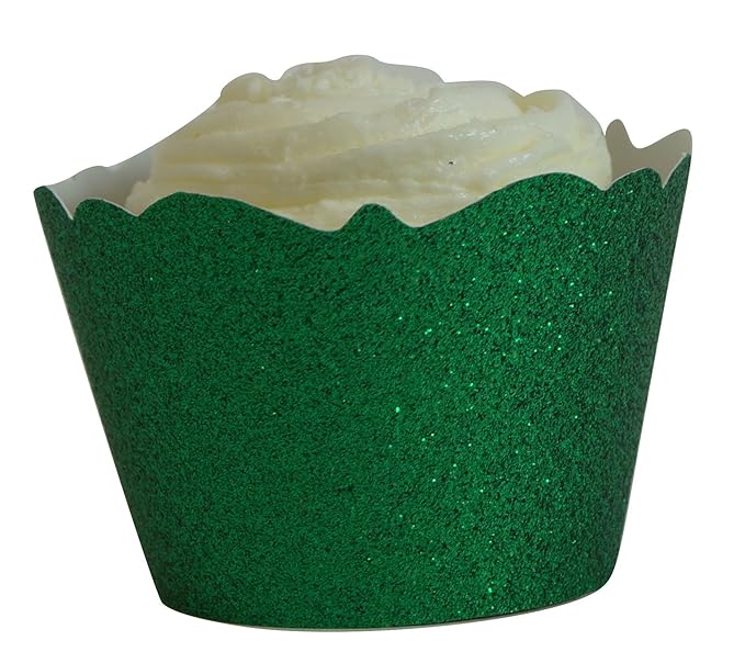 All About Details Green Glitter Cupcake Wrappers, Set of 12