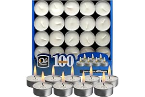OHR CANDLES Tealight Candles - 100 Pack Bulk Tea Lights Candles - White Tealights Unscented - 4 Hour Burn Time