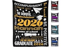 Custom Graduation Gifts Blanket with Name School Personalized Class of 2026 Graduation Blankets for Him Her Customized Throw 