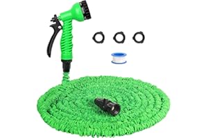 WUDKEY Expandable Garden Hose Water Pipe - 50FT Flexible Water Hose with 7 Function Spray Nozzle, Outdoor Magic Hoses Lightweight Hose Pipe Spray Gun for Gardening Lawn Pet Washing