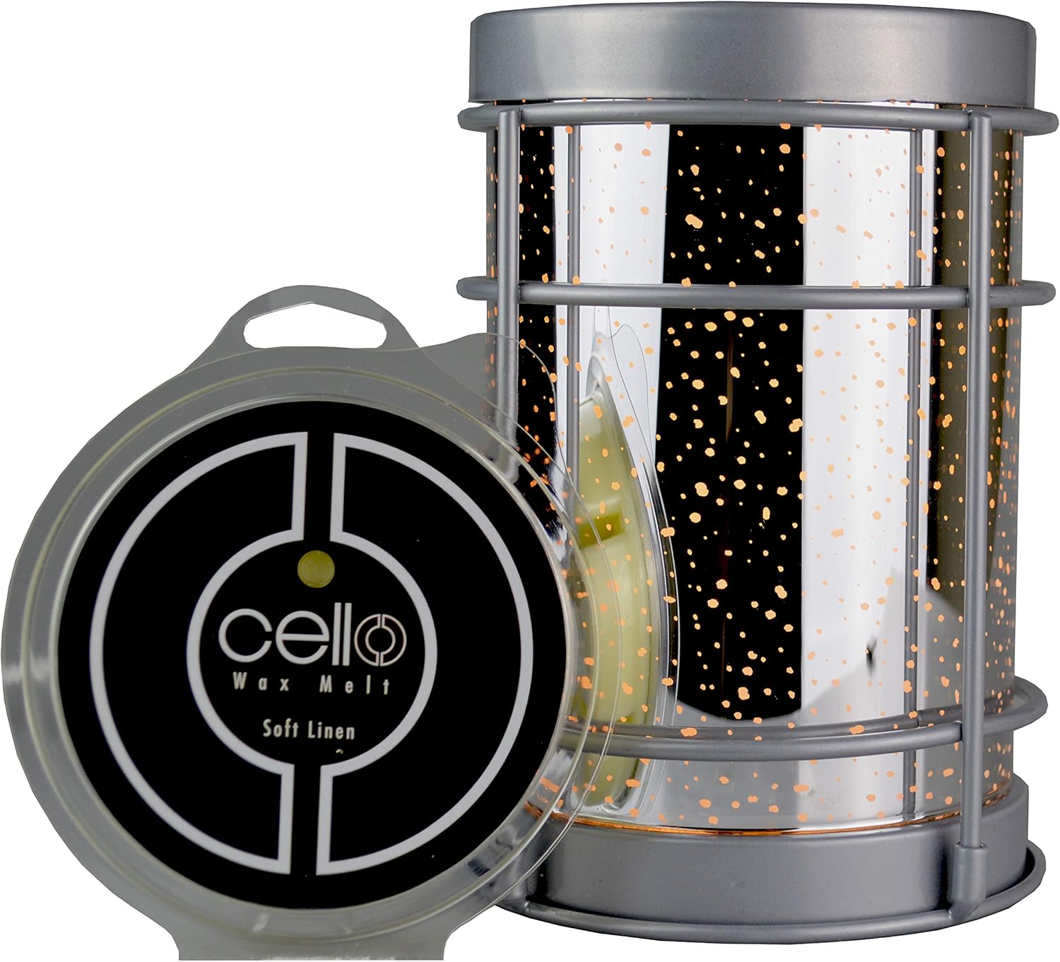 Cello Edison Electric Melt Burner Silver Metallic with Cello Soft Linen