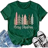 LBP Merry Christmas Shirt for Women Merry and Bright Christmas T-Shirt Xmas Holiday Tee Tops