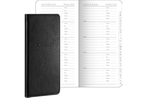 Dinifee Leather Pocket Address Book with Alphabetical Tabs Small Address Book 6 x 3.25 Inch for Phone Numbers Website Logins, 520 Entries