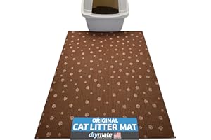 Drymate XL Original Cat Litter Mat, Contains Mess from Box, Protects Floors, Urine-Proof, Machine Washable, Soft on Kitty Paws, Absorbent, Waterproof (USA Made, Recycled Content)(28”x36”)(BrownTanPaw)