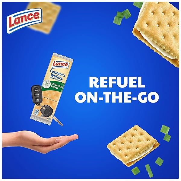LANCE SANDWICH CRACKERS, CAPTAIN’S WAFERS CREAM CHEESE AND CHIVES, 10 PACKS, 6 SANDWICHES EACH