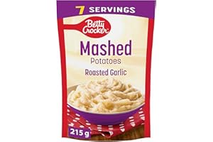 BETTY CROCKER Mashed Potatoes Roasted Garlic Flavour, Made with Real Potatoes, 215 Grams Package of Mashed Potatoes