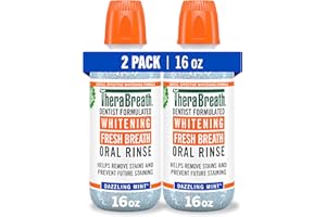 TheraBreath Whitening Mouthwash, Dazzling Mint, Dentist Formulated, 16 Fl Oz (2-Pack)